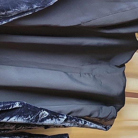 Ecru Blue Rayon-Silk Crushed Velvet Blazer Size M - Picture 8 of 8